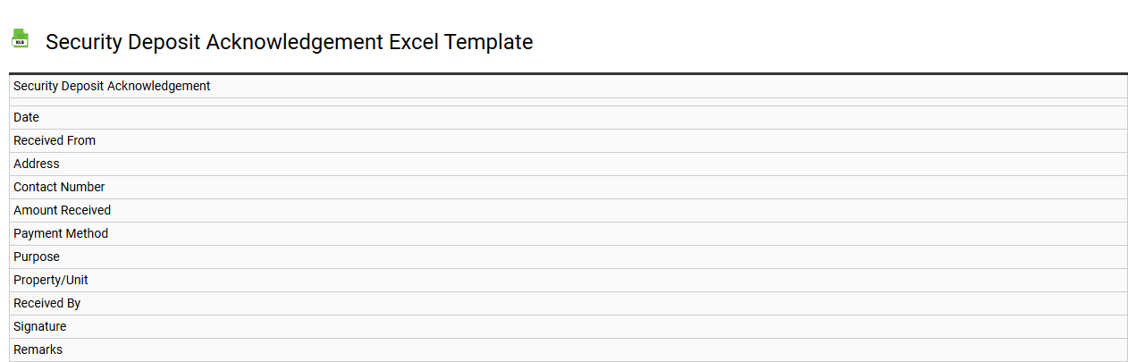 Security deposit acknowledgement Excel template