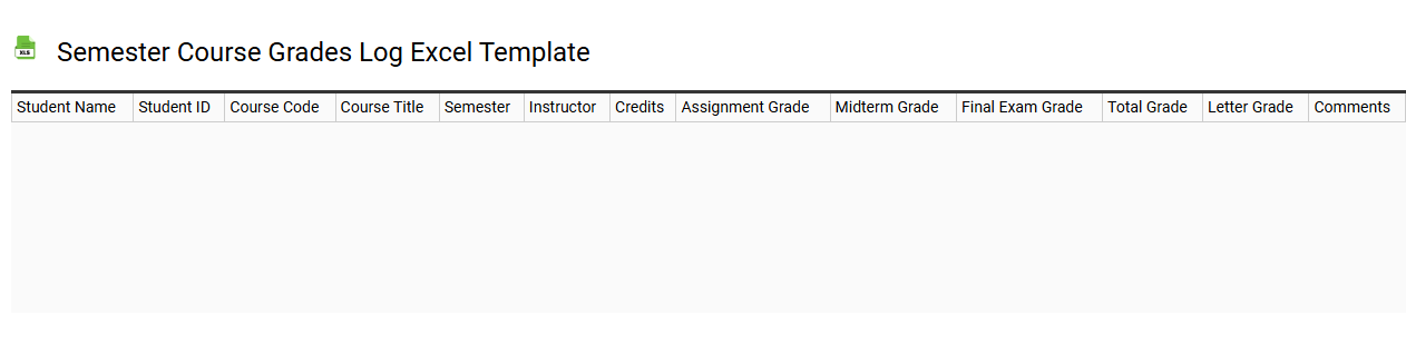 Semester course grades log Excel template