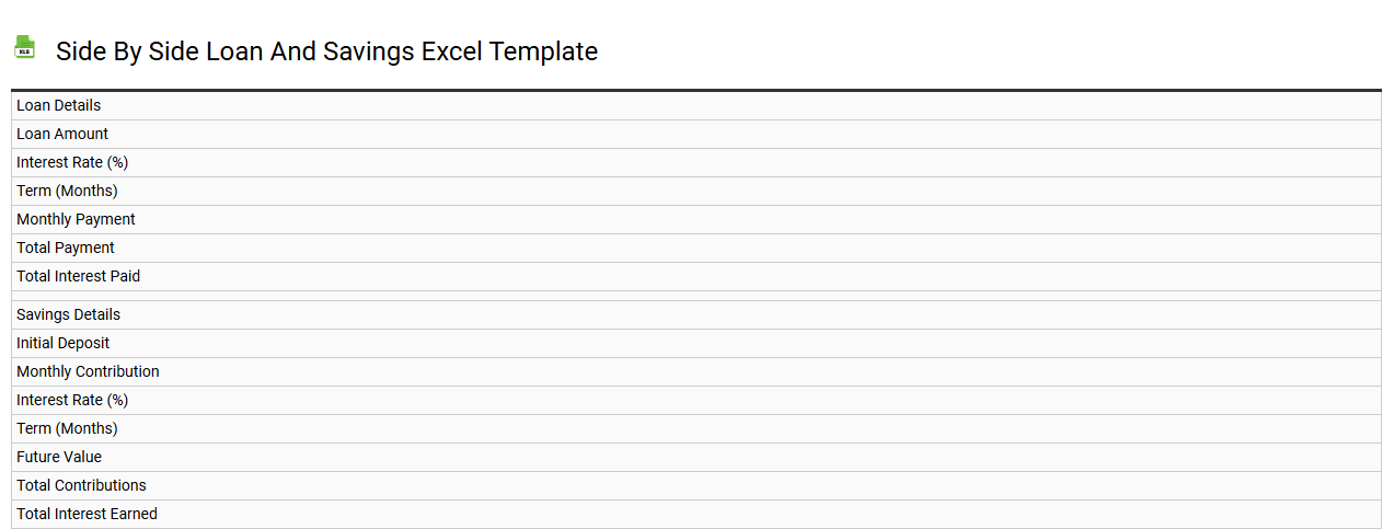 Side by side loan and savings Excel template