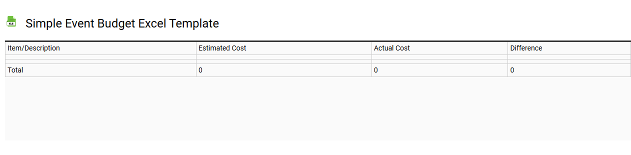 Simple event budget Excel template