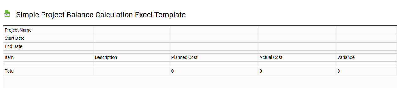 Simple project balance calculation Excel template