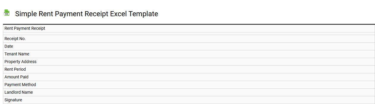 Simple rent payment receipt Excel template