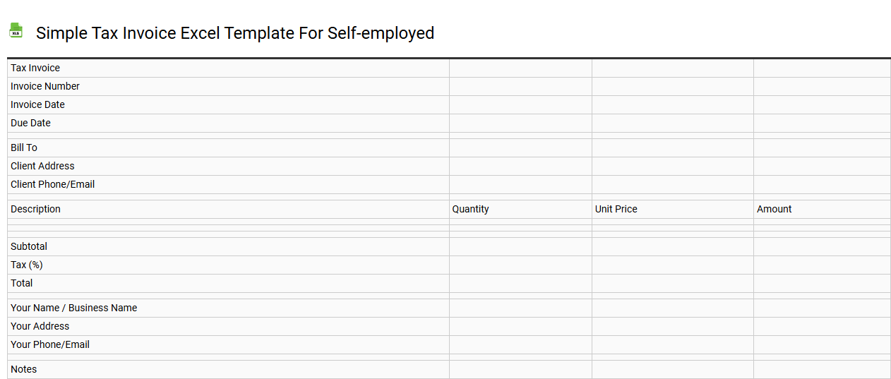 Simple tax invoice Excel template for self-employed