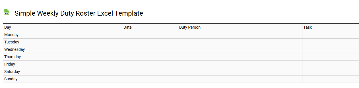 Simple weekly duty roster Excel template
