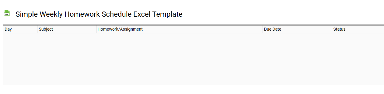 Simple weekly homework schedule Excel template