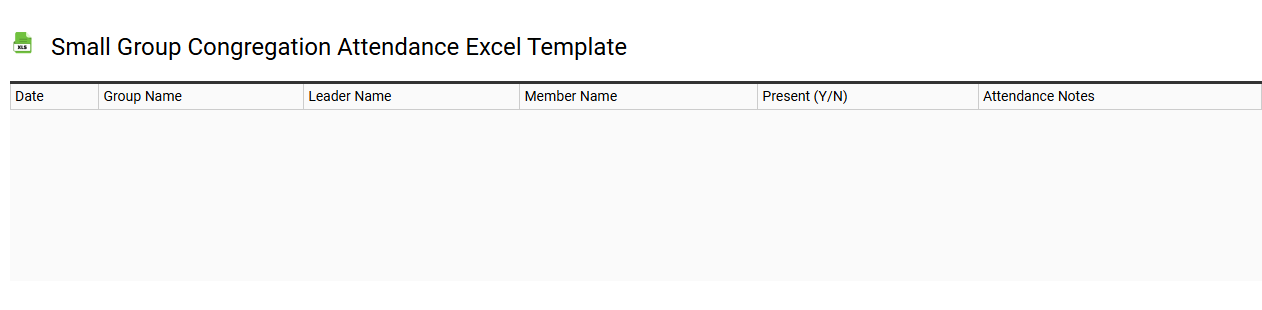 Small group congregation attendance Excel template