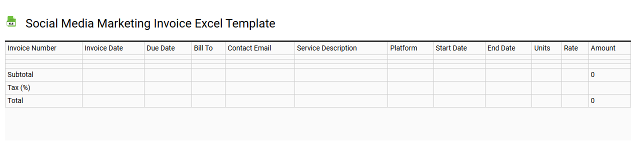 Social media marketing invoice Excel template