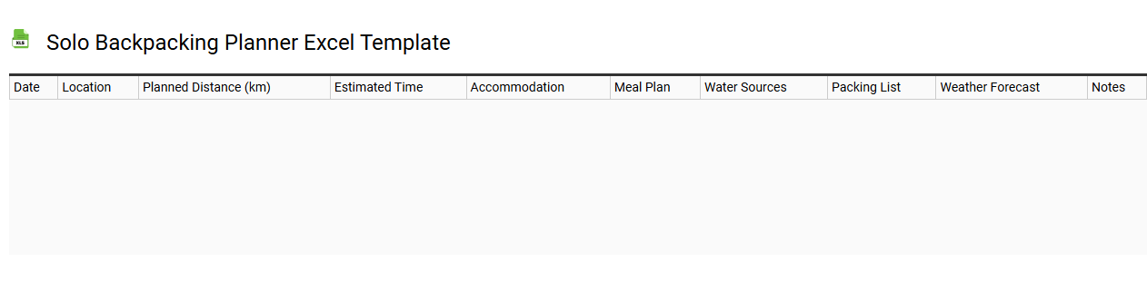 Solo backpacking planner Excel template