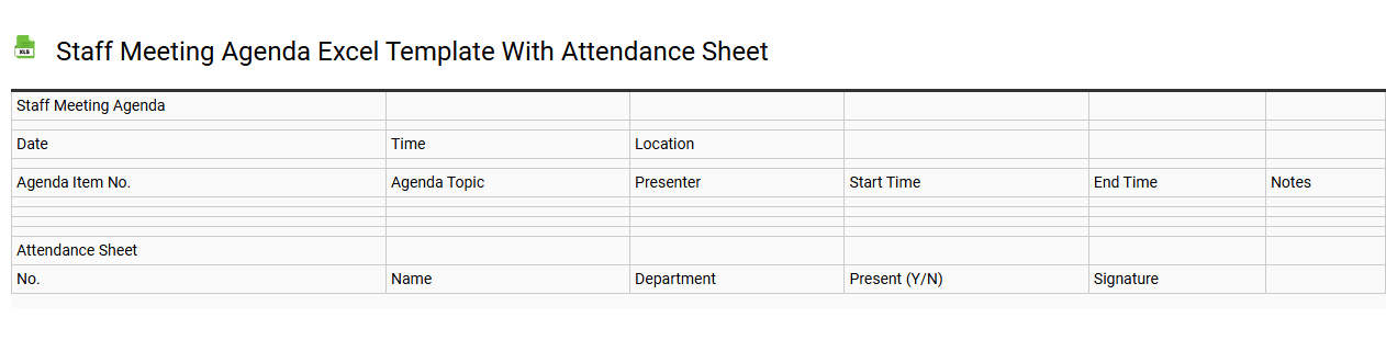 Staff meeting agenda Excel template with attendance sheet