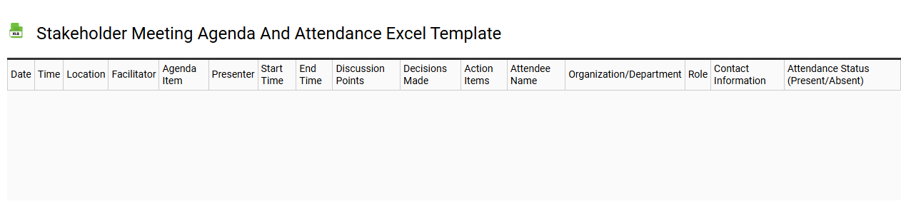 Stakeholder meeting agenda and attendance Excel template