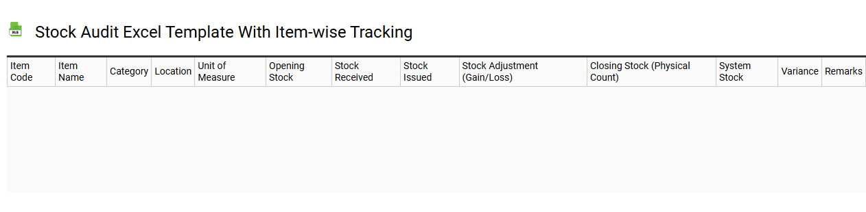 Stock audit Excel template with item-wise tracking