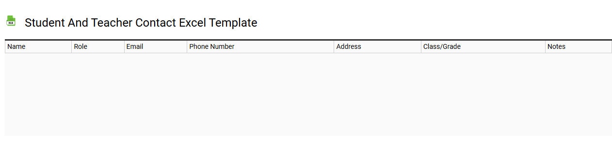 Student and teacher contact Excel template