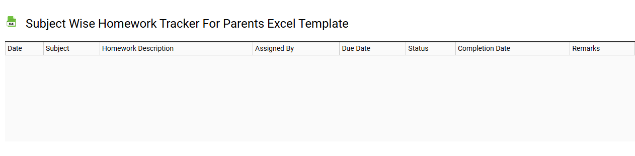 Subject wise homework tracker for parents Excel template