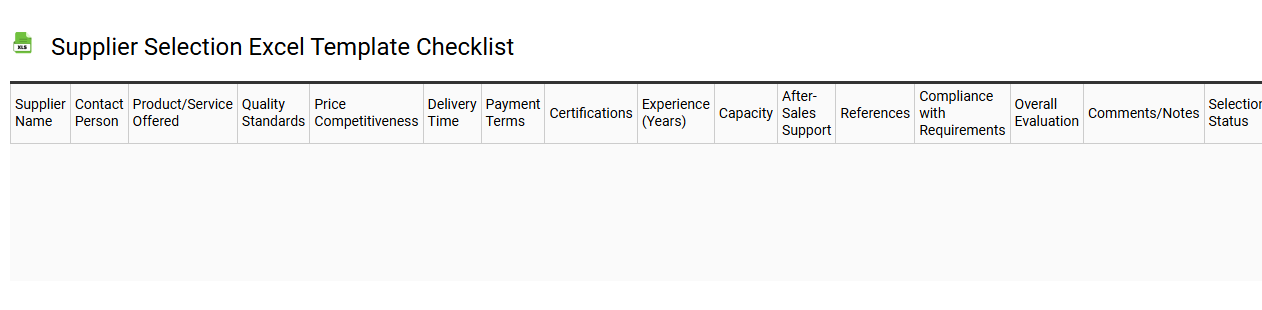 Supplier selection Excel template checklist