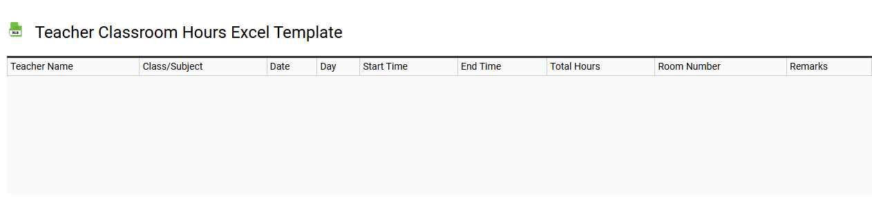 Teacher classroom hours Excel template