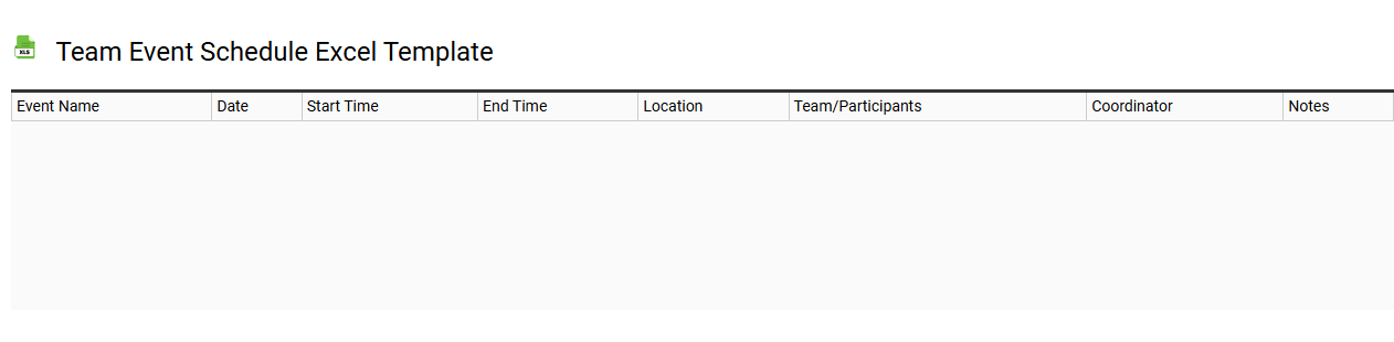 Team event schedule Excel template