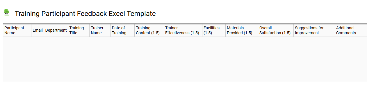 Training participant feedback Excel template