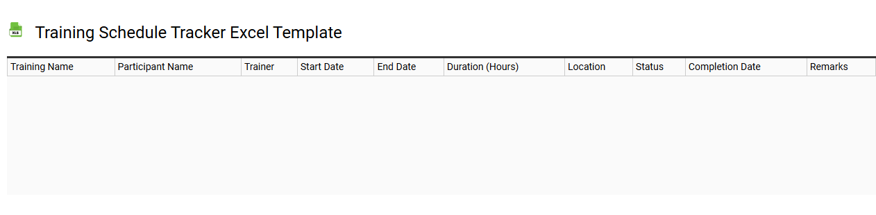 Training schedule tracker Excel template