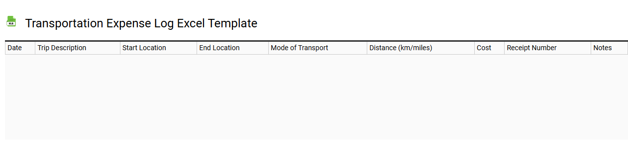 Transportation expense log Excel template