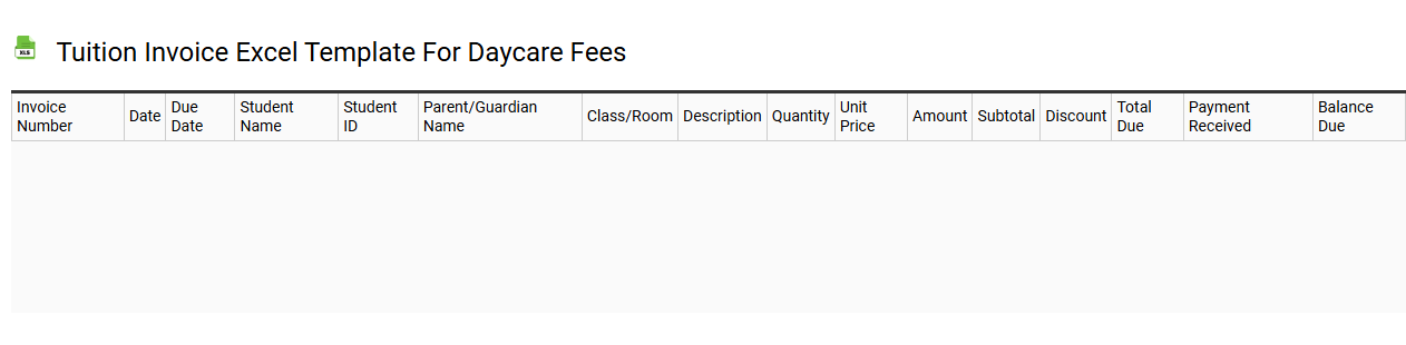 Tuition invoice Excel template for daycare fees