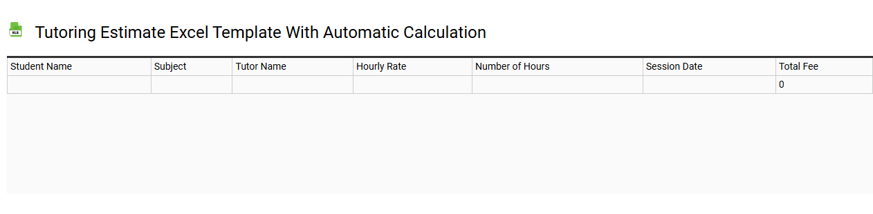 Tutoring estimate Excel template with automatic calculation