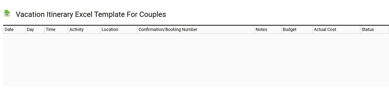 Vacation itinerary Excel template for couples
