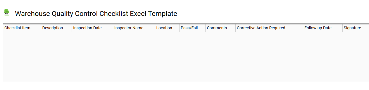 Warehouse quality control checklist Excel template