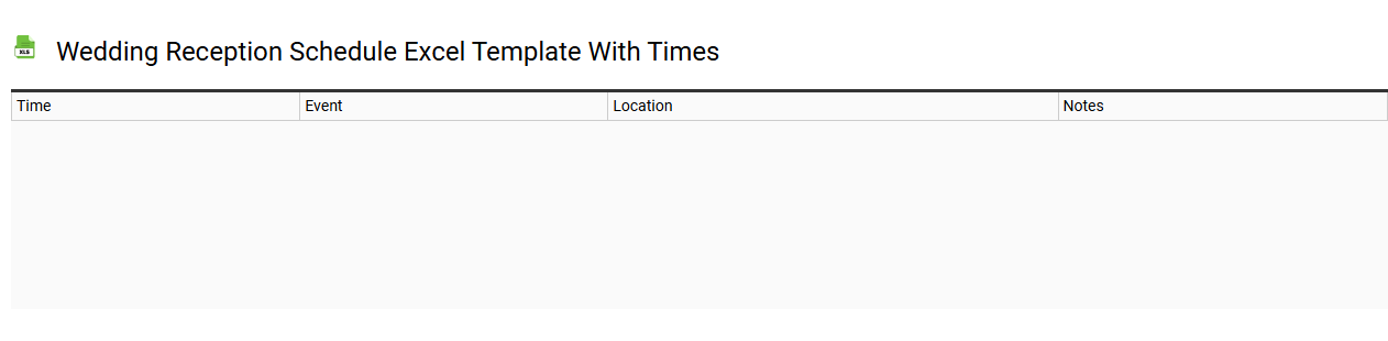 Wedding reception schedule Excel template with times