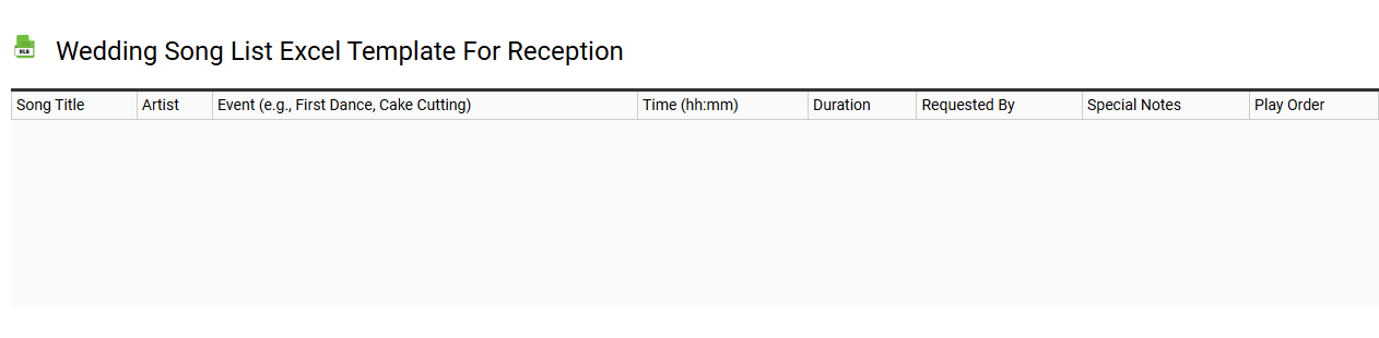 Wedding song list Excel template for reception