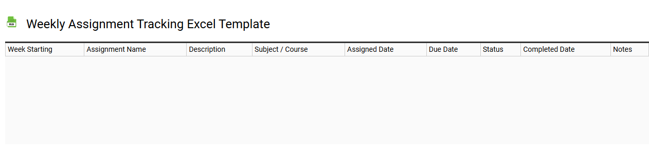Weekly assignment tracking Excel template