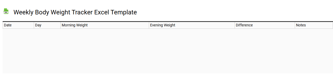 Weekly body weight tracker Excel template