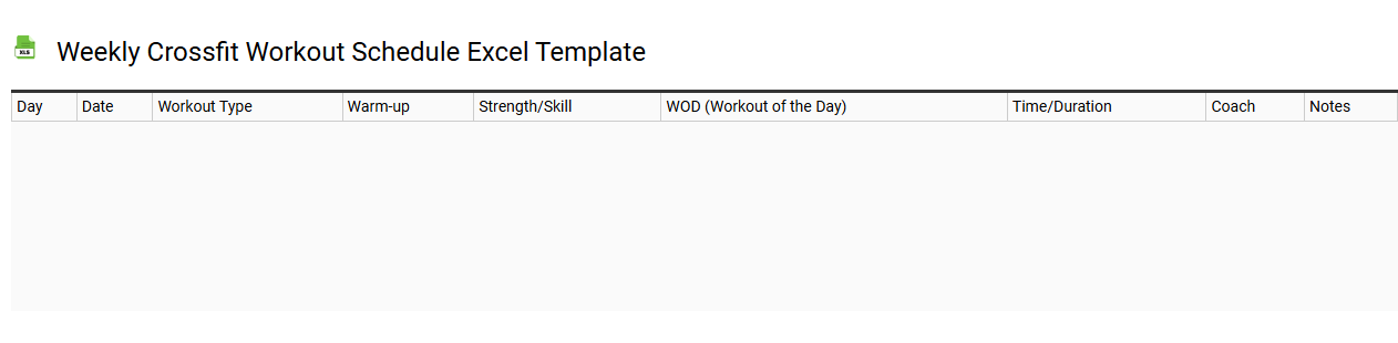 Weekly Crossfit workout schedule Excel template