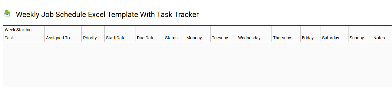 Weekly job schedule Excel template with task tracker