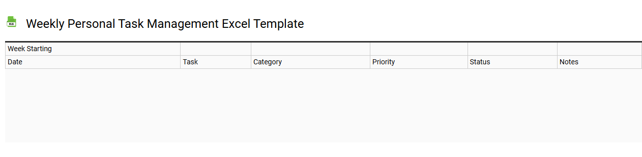 Weekly personal task management Excel template