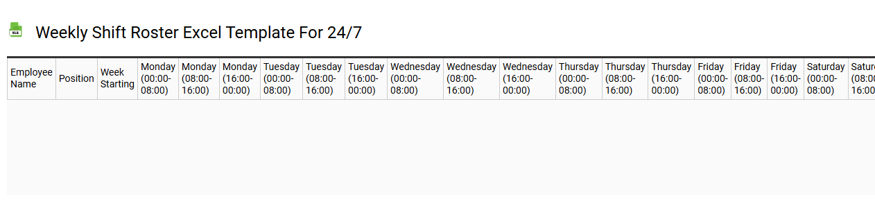 Weekly shift roster Excel template for 24/7
