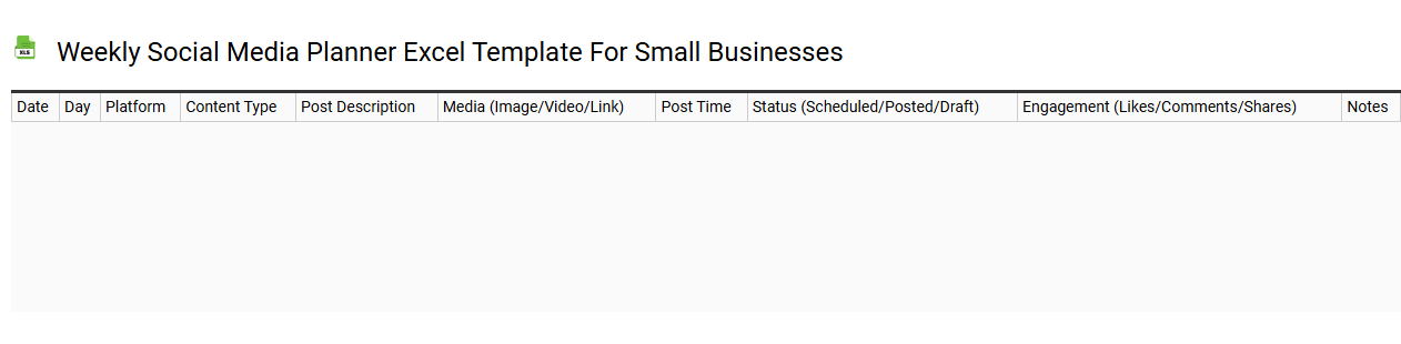 Weekly social media planner Excel template for small businesses