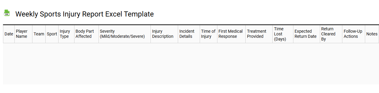 Weekly sports injury report Excel template