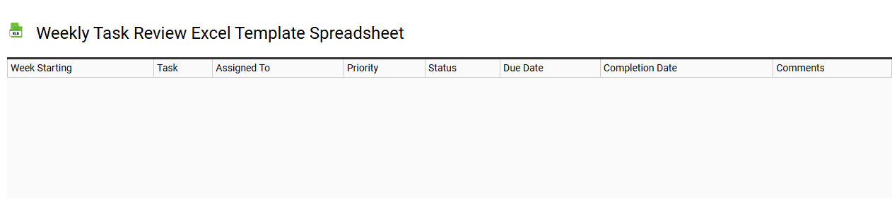 Weekly task review Excel template spreadsheet