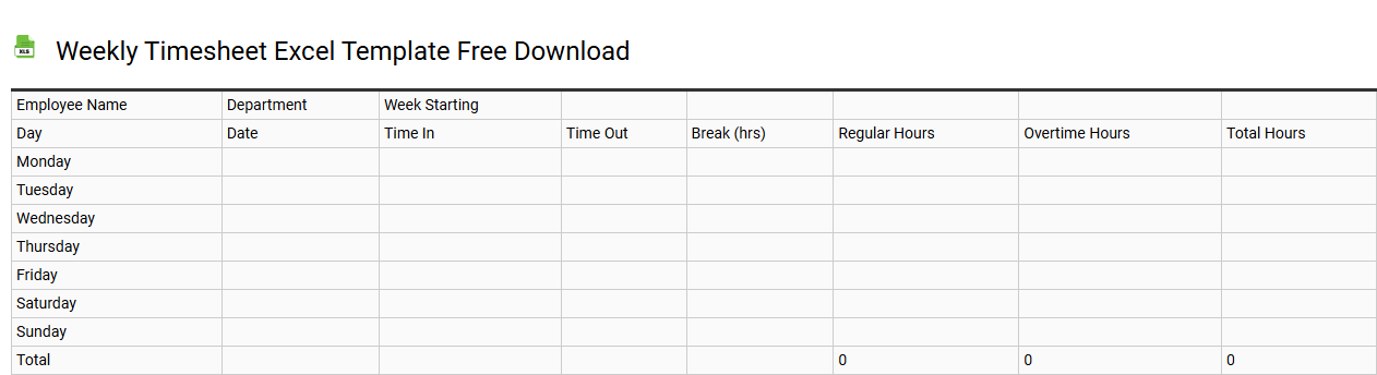 Weekly timesheet Excel template free download