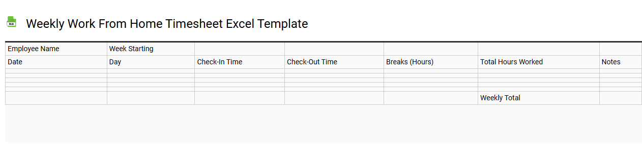 Weekly work from home timesheet Excel template