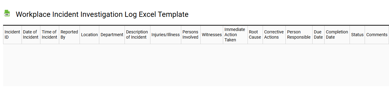 Workplace incident investigation log Excel template