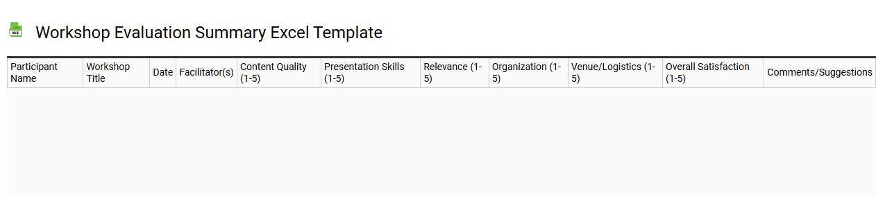 Workshop evaluation summary Excel template