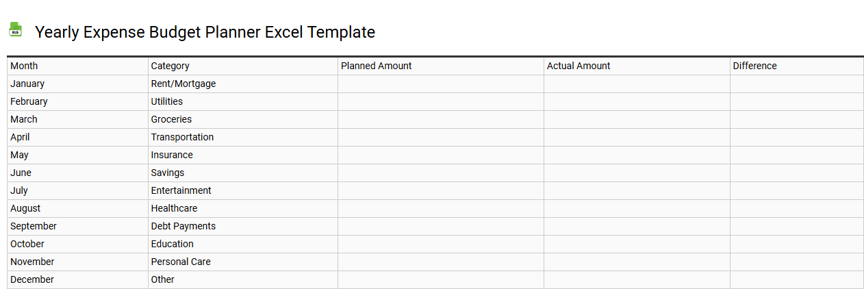 Yearly expense budget planner Excel template