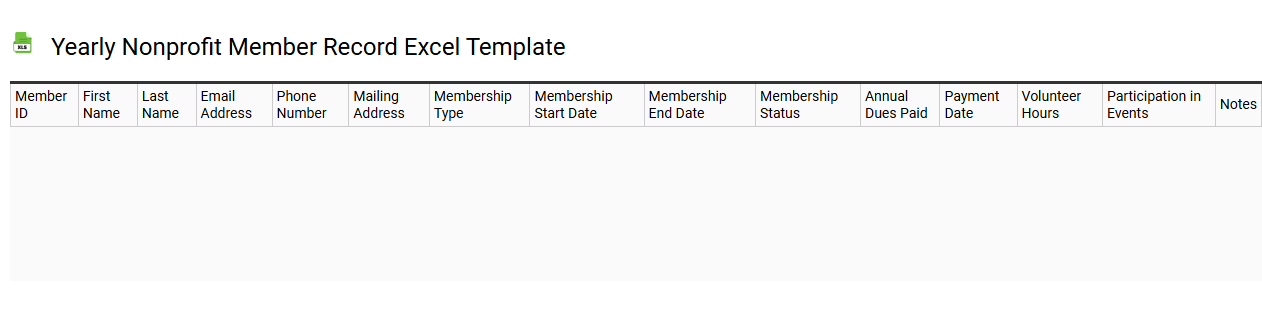 Yearly nonprofit member record Excel template