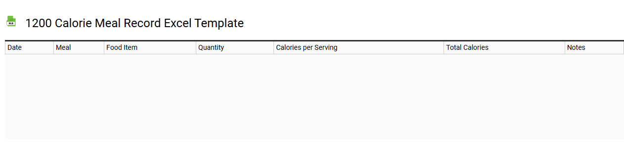 1200 calorie meal record Excel template