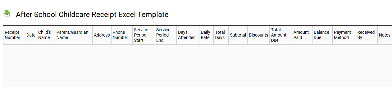 After school childcare receipt Excel template