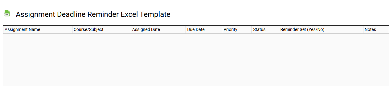 Assignment deadline reminder Excel template