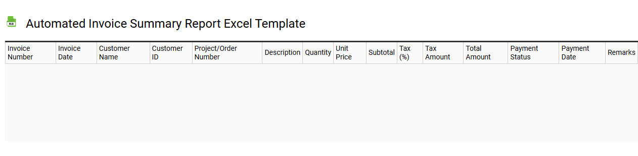 Automated invoice summary report Excel template