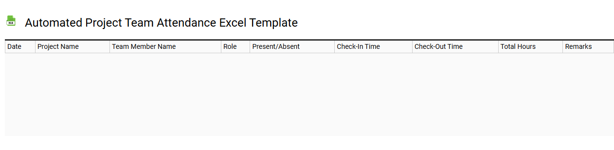 Automated project team attendance Excel template