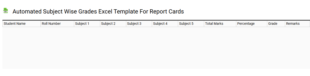 Automated subject wise grades Excel template for report cards